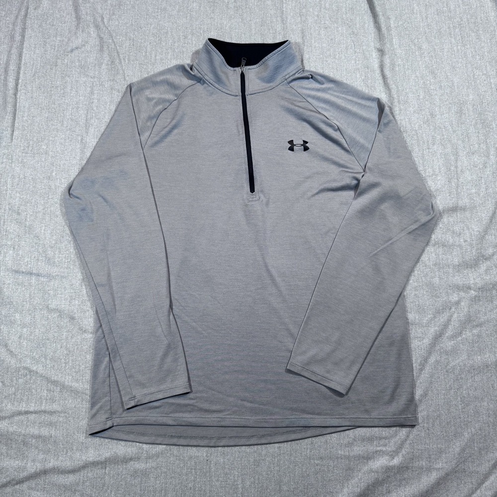 Under Armour Pullover‎ Shirt Mens Large Gray HeatGear Quarter Zip Athletic Golf